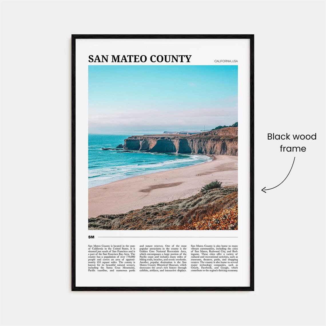 San Mateo County California Coastal Cliffs Beach Travel Poster - Image 2