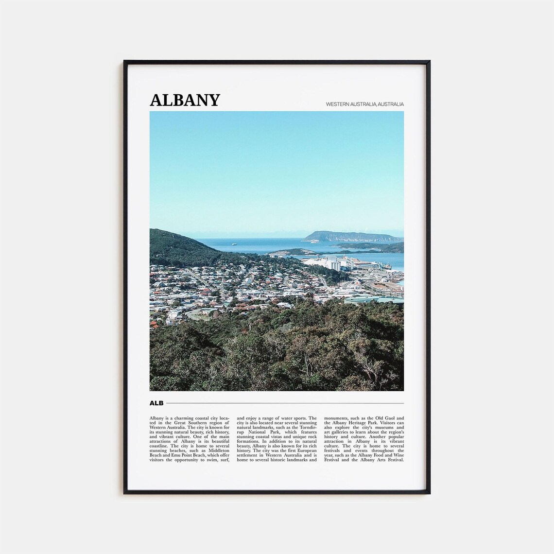 Albany Australia Travel Poster, Place Name Art Print