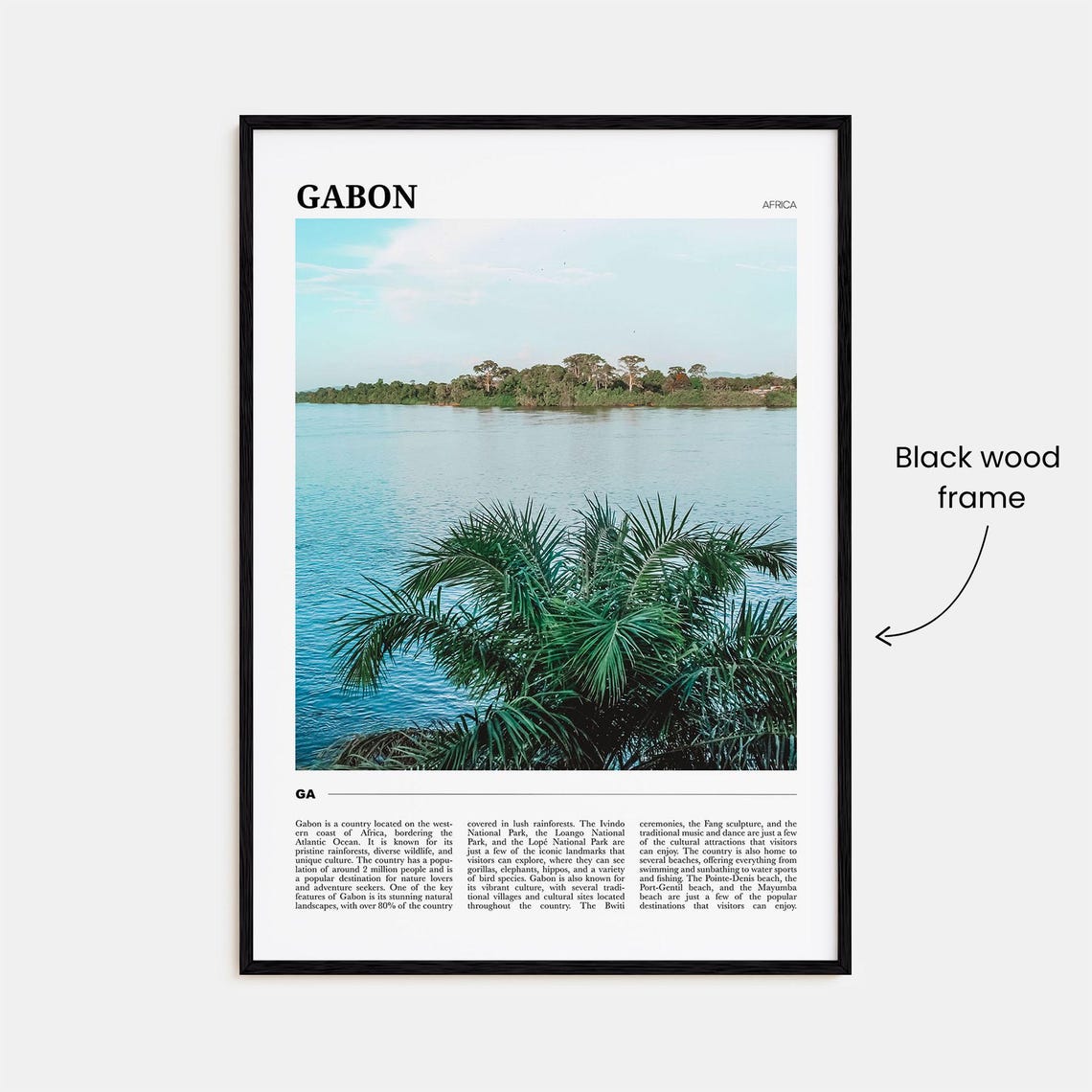 Gabon Africa Tropical Lush River and Palm Trees Nature Poster - Image 2