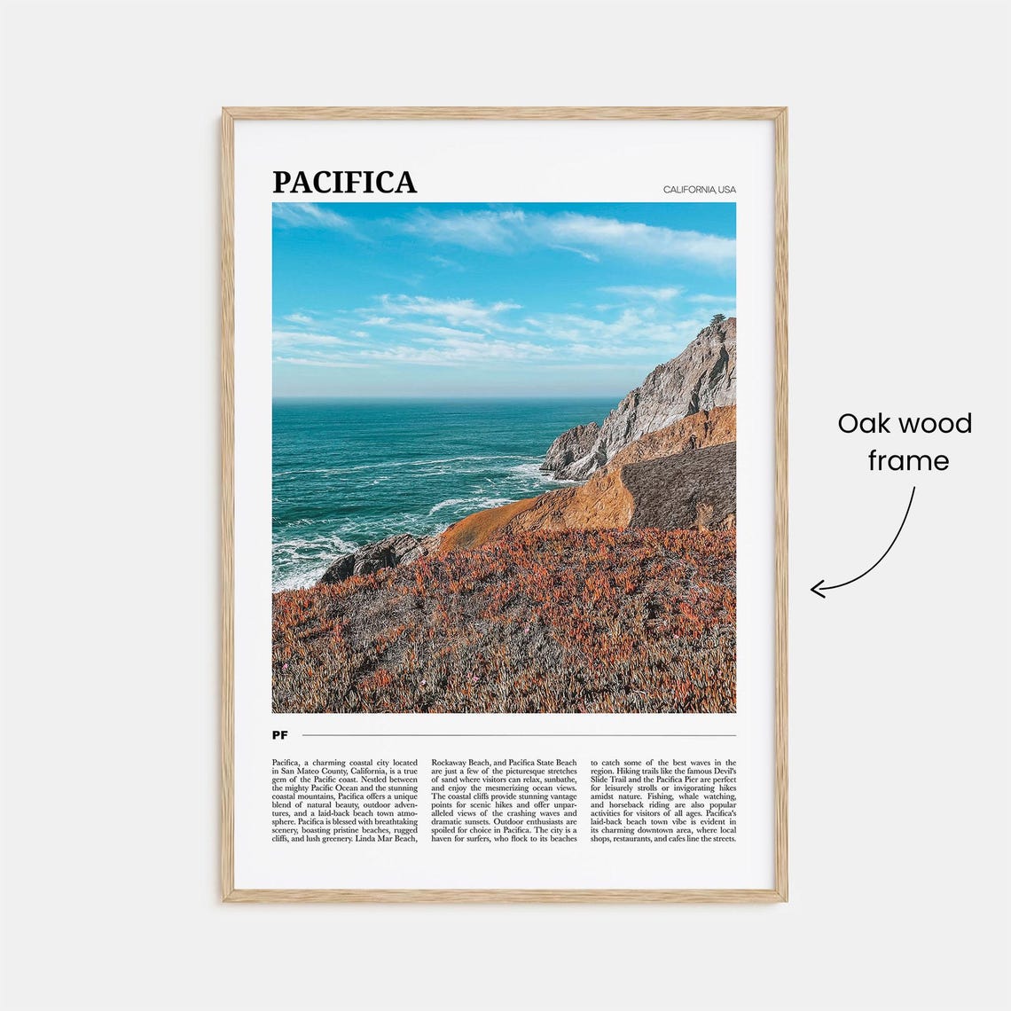 Pacifica California Travel Poster Coastal Cliffs Pacific Ocean View - Image 3