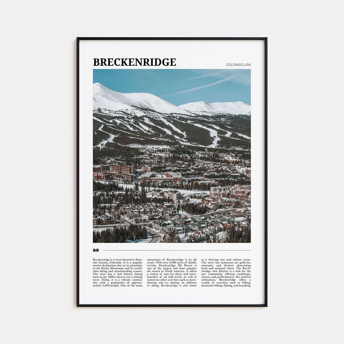 Breckenridge Colorado Ski Resort Snowy Peaks Travel Poster Series