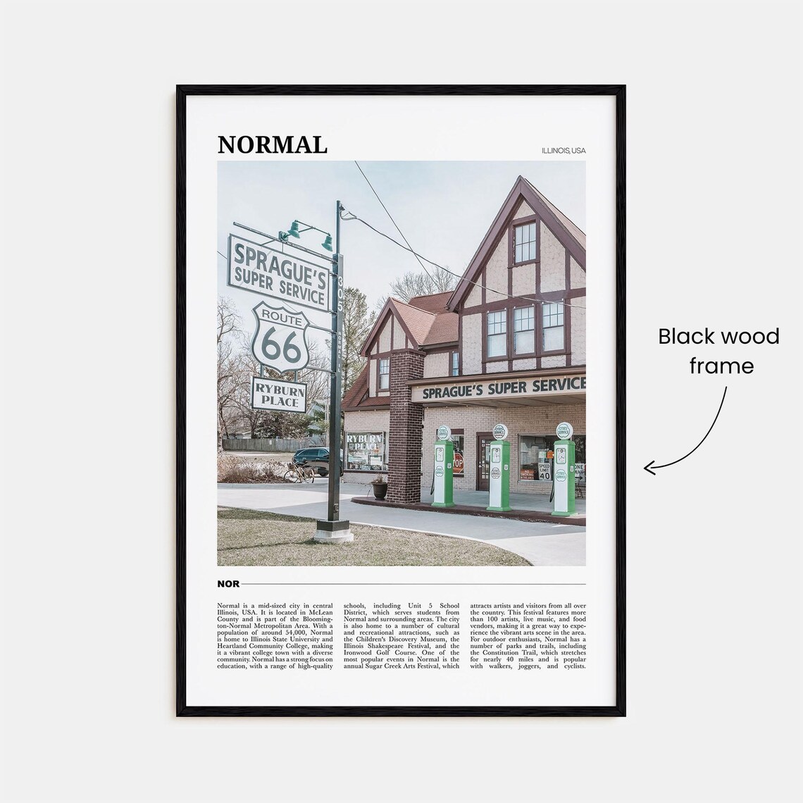 Normal Illinois Historic Route 66 Gas Station Americana Travel Poster - Image 2