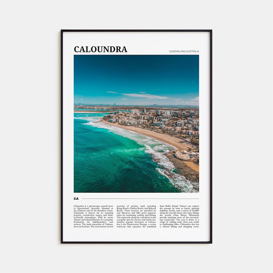 Caloundra Travel Poster, Queensland Australia