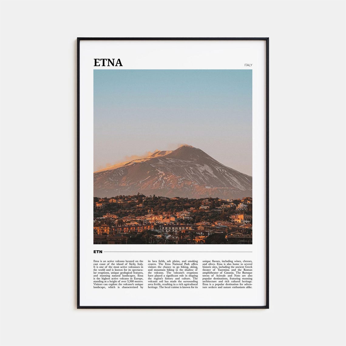 Etna Italy Mount Etna Volcano Sunset Landscape Photography Poster