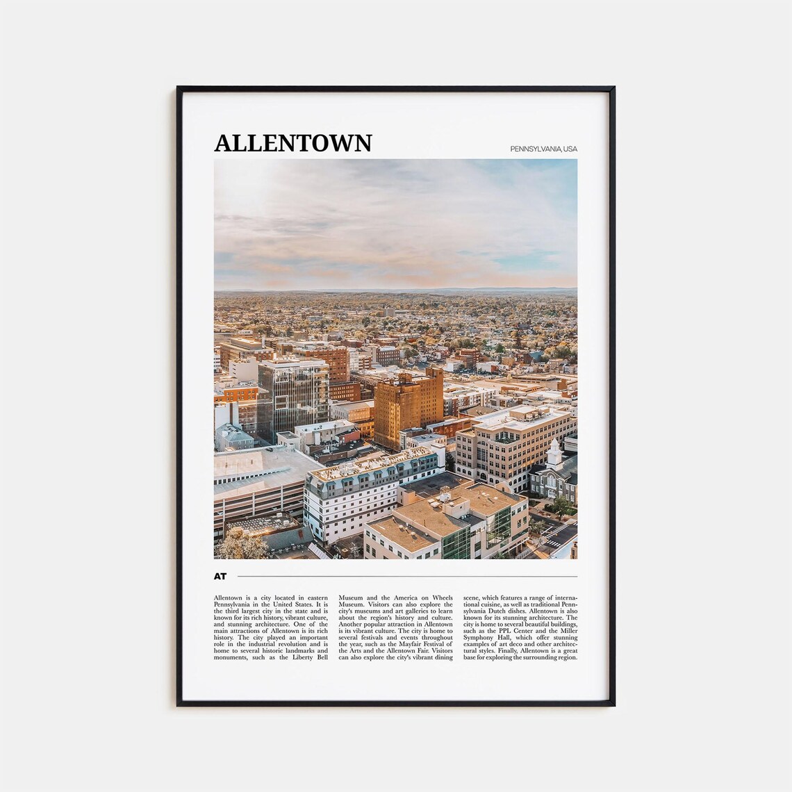 Allentown Travel Poster, Pennsylvania USA Art Print