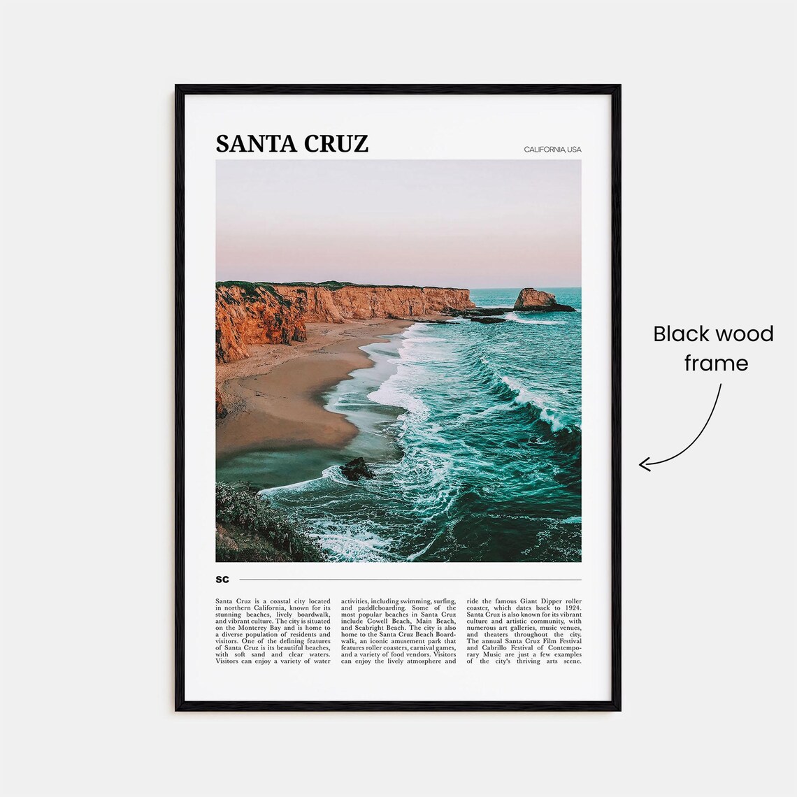Santa Cruz Travel Poster No 1, California Decor - Image 2