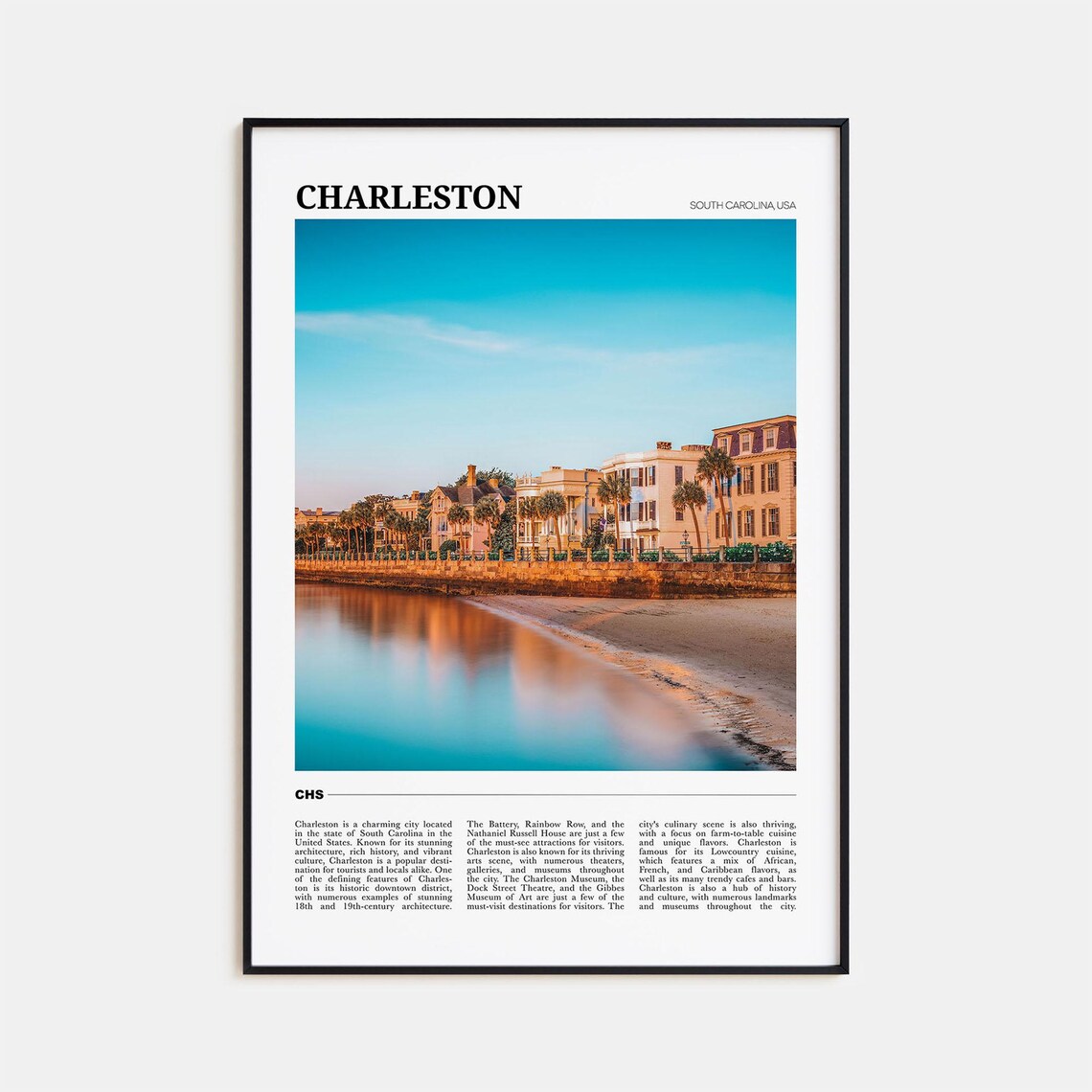 Charleston South Carolina Waterfront Palms Historic Travel Poster