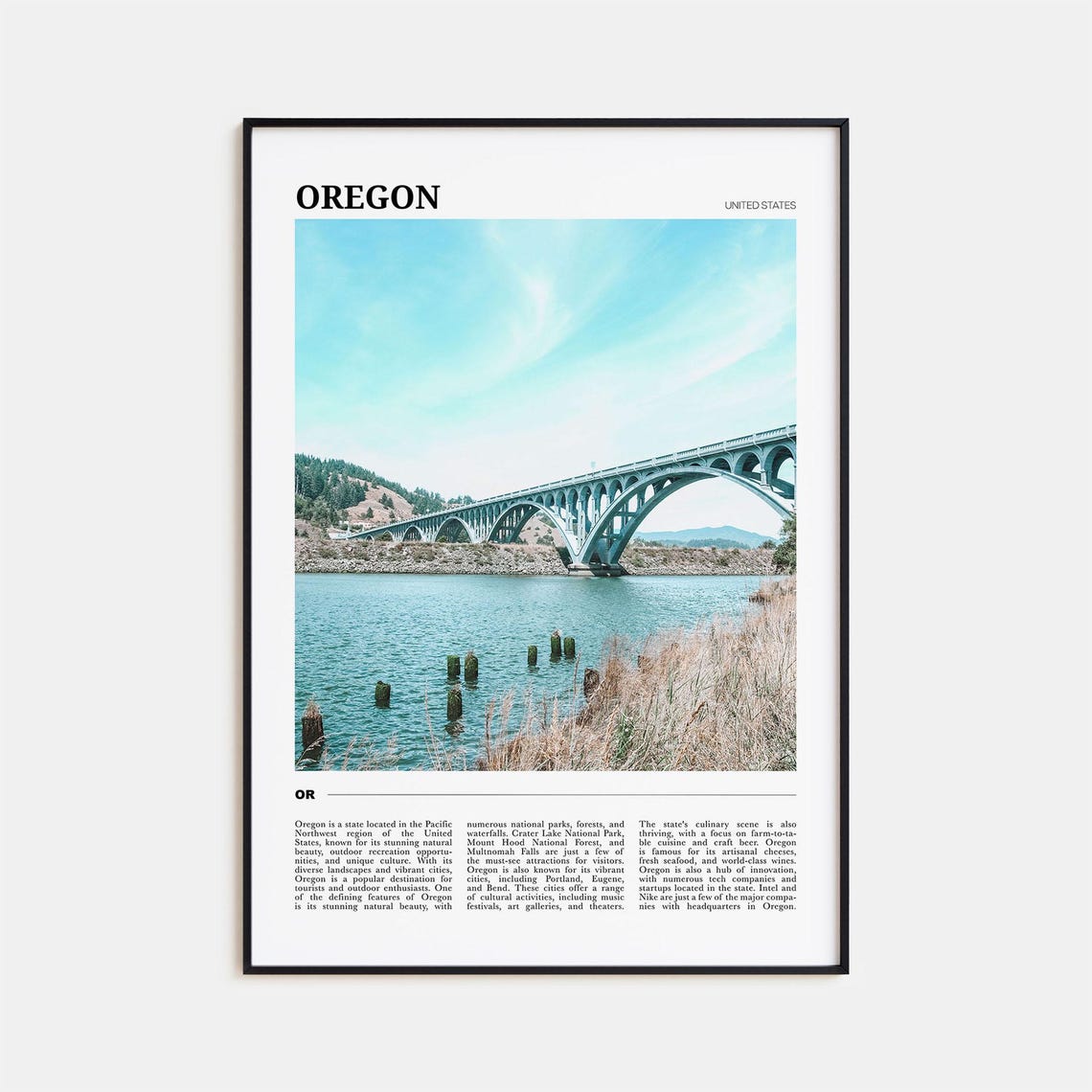 Oregon USA Pacific Northwest Historic Arched Bridge River Photo Poster