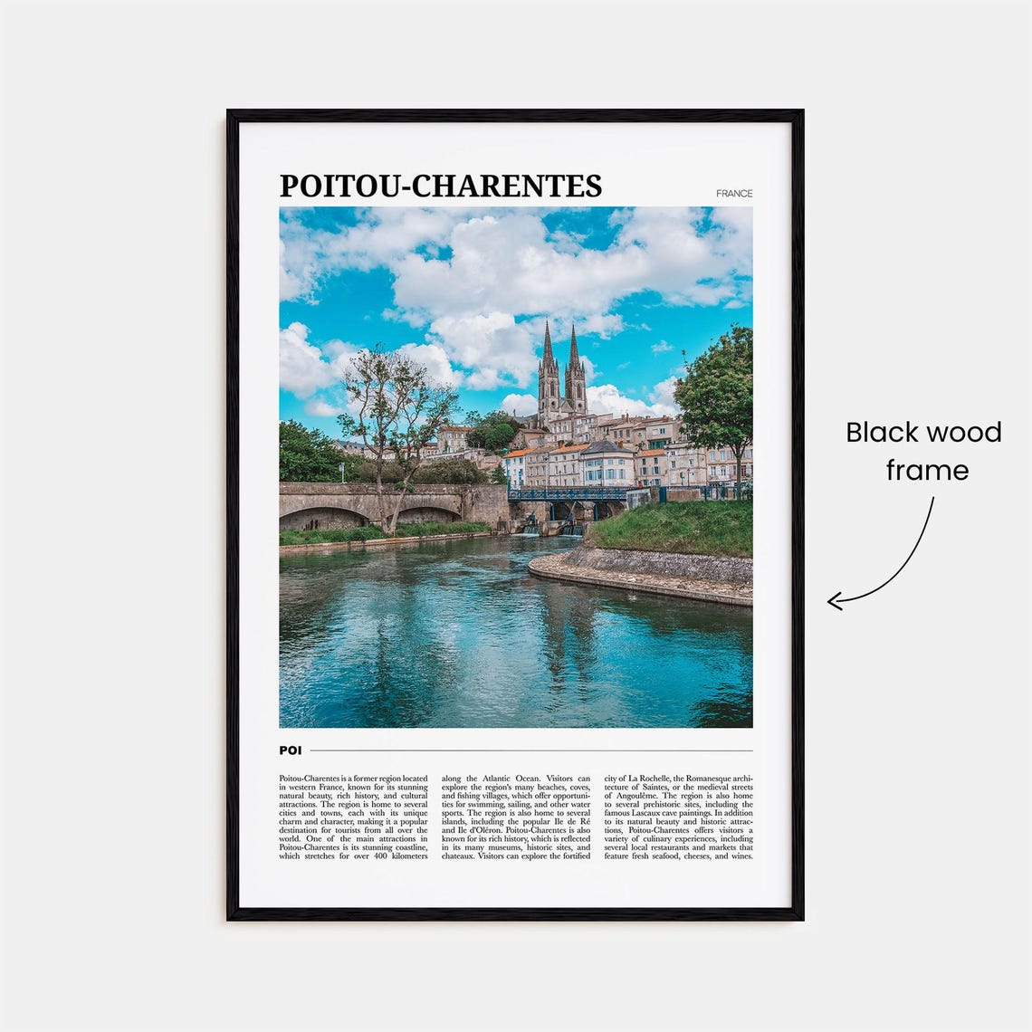 Poitou-Charentes France River Cathedral Twin Spires View Poster - Image 2