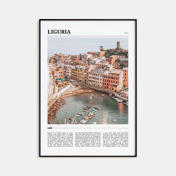 Liguria Travel Poster, Italy Wall Art Print