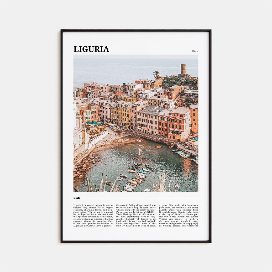 Liguria Travel Poster, Italy Wall Art Print