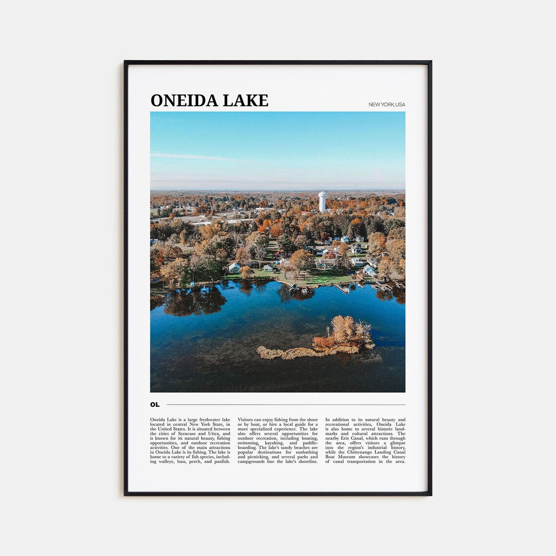 Oneida Lake Travel Poster Oneida Lake Wall Art Oneida Lake Poster Print Oneida Lake Photo Oneida Lake Decor New York Usa