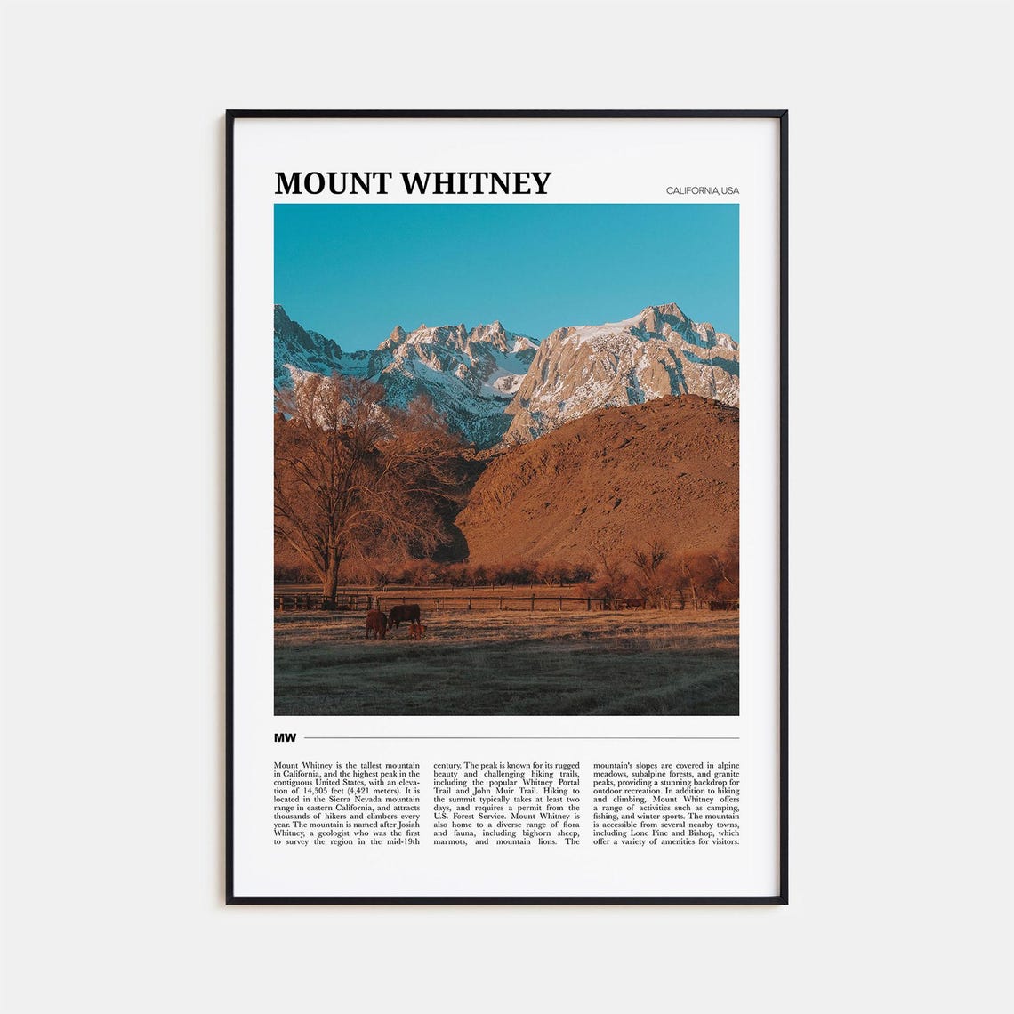 Mount Whitney California Snow Capped Sierra Peaks Travel Poster