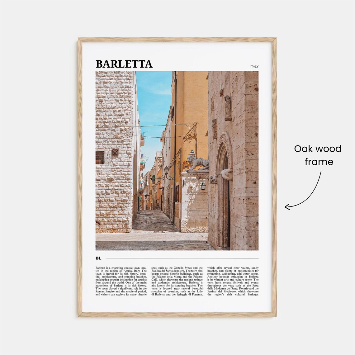 Barletta Italy Historic Old Town Stone Street Scene Travel Poster - Image 3