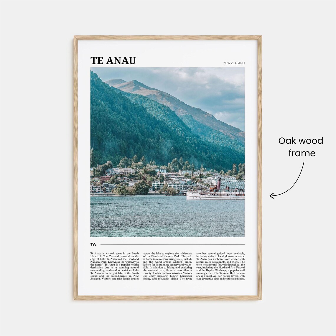 Te Anau New Zealand Fiordland Gateway Lake Mountain Travel Poster - Image 3