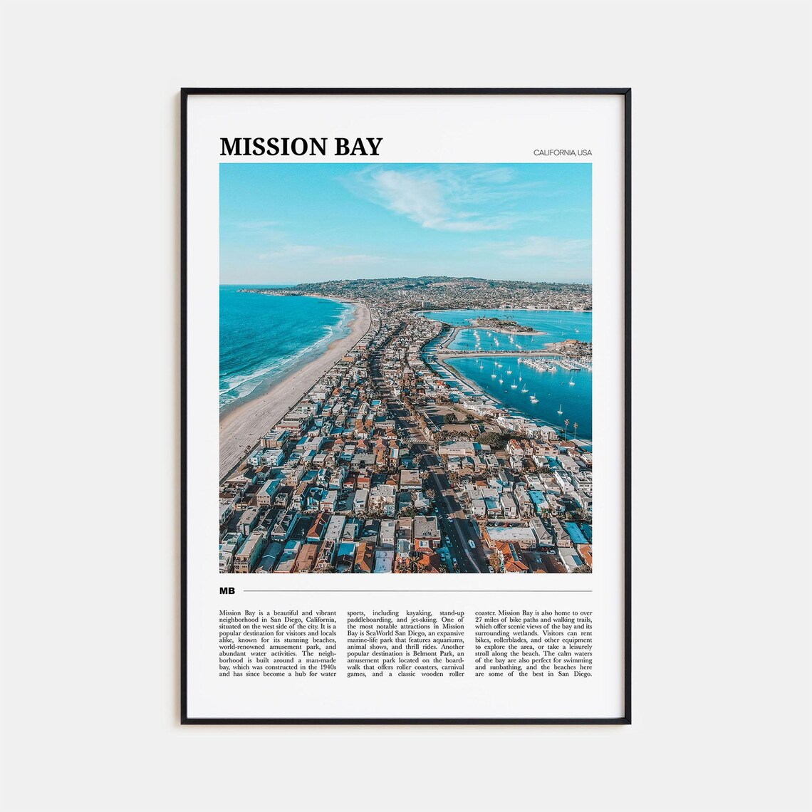 Mission Bay California Travel Poster, Place Wall Art