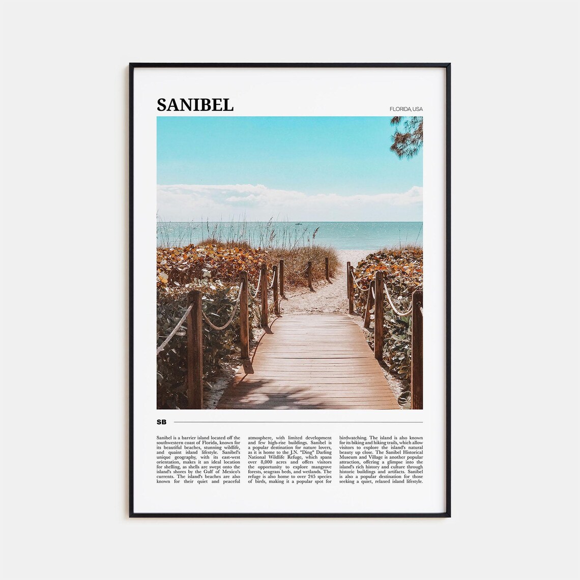 Sanibel Travel Poster, Florida USA Art Print