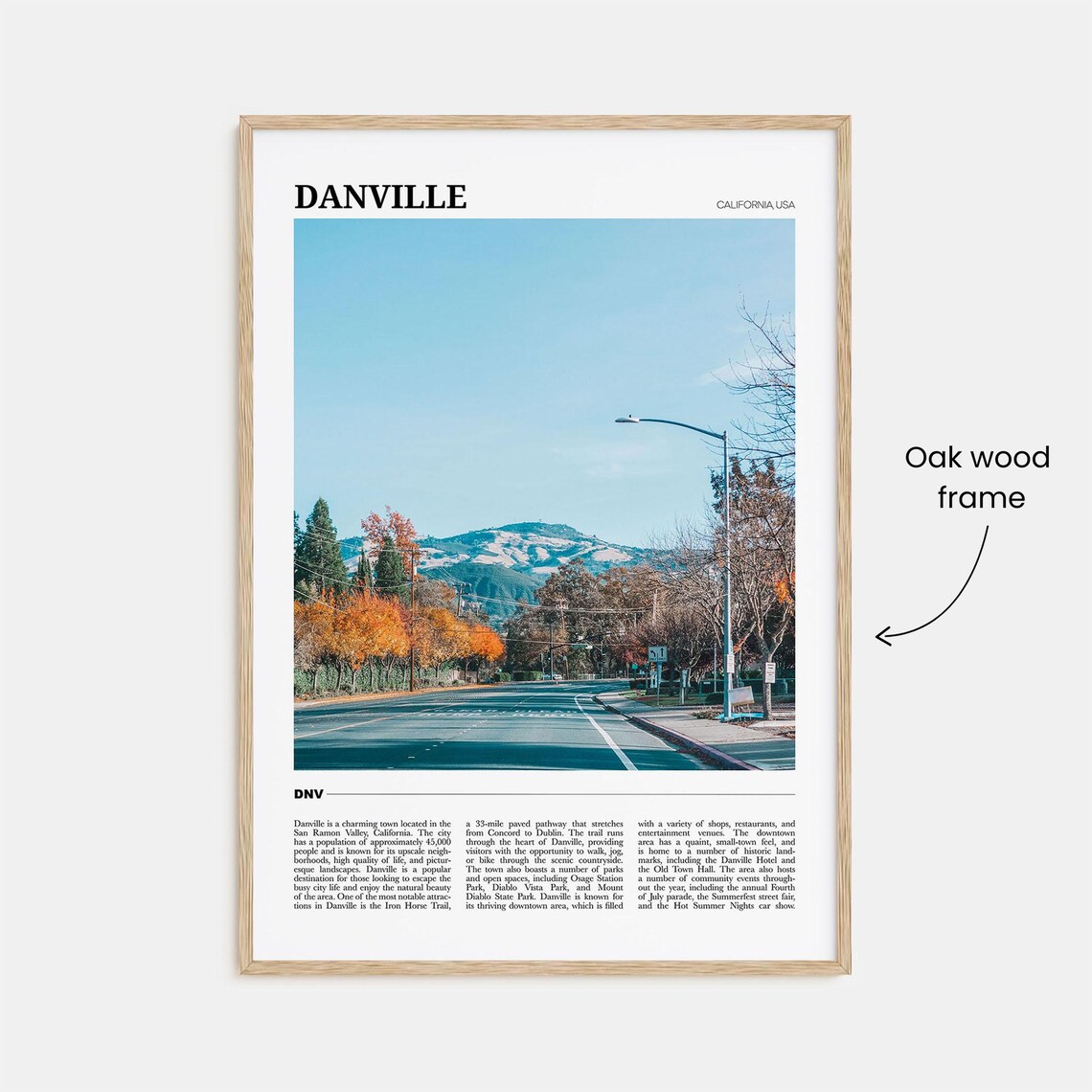 Danville California Street Autumn Trees Mountain View Travel Poster - Image 3