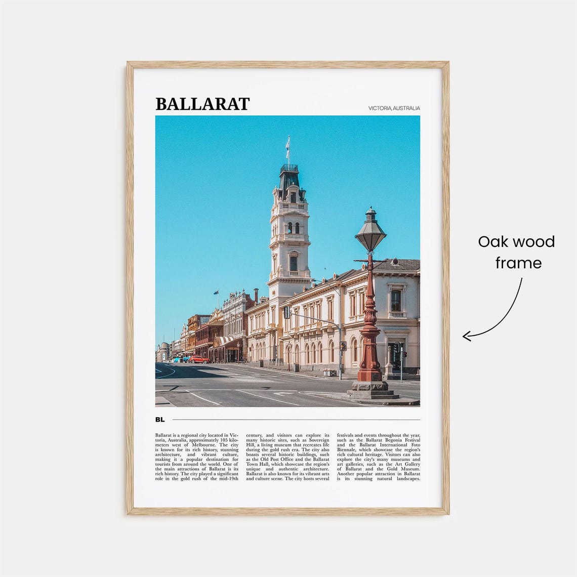 Ballarat Australia Gold Rush Town Hall Tower Street Scene Poster - Image 3