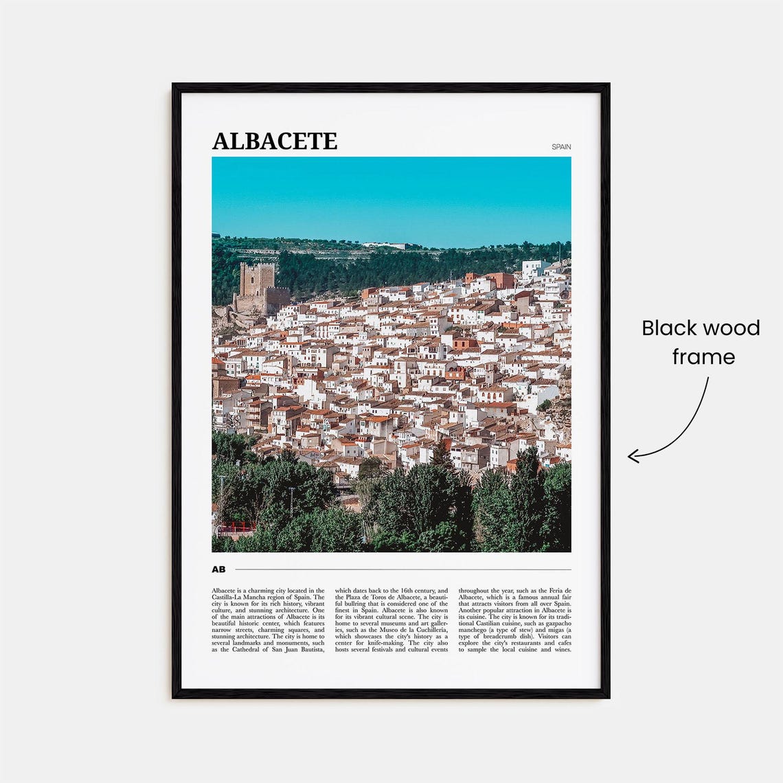 Albacete Spain Whitewashed Hill Town Old Quarter Vista Poster - Image 2