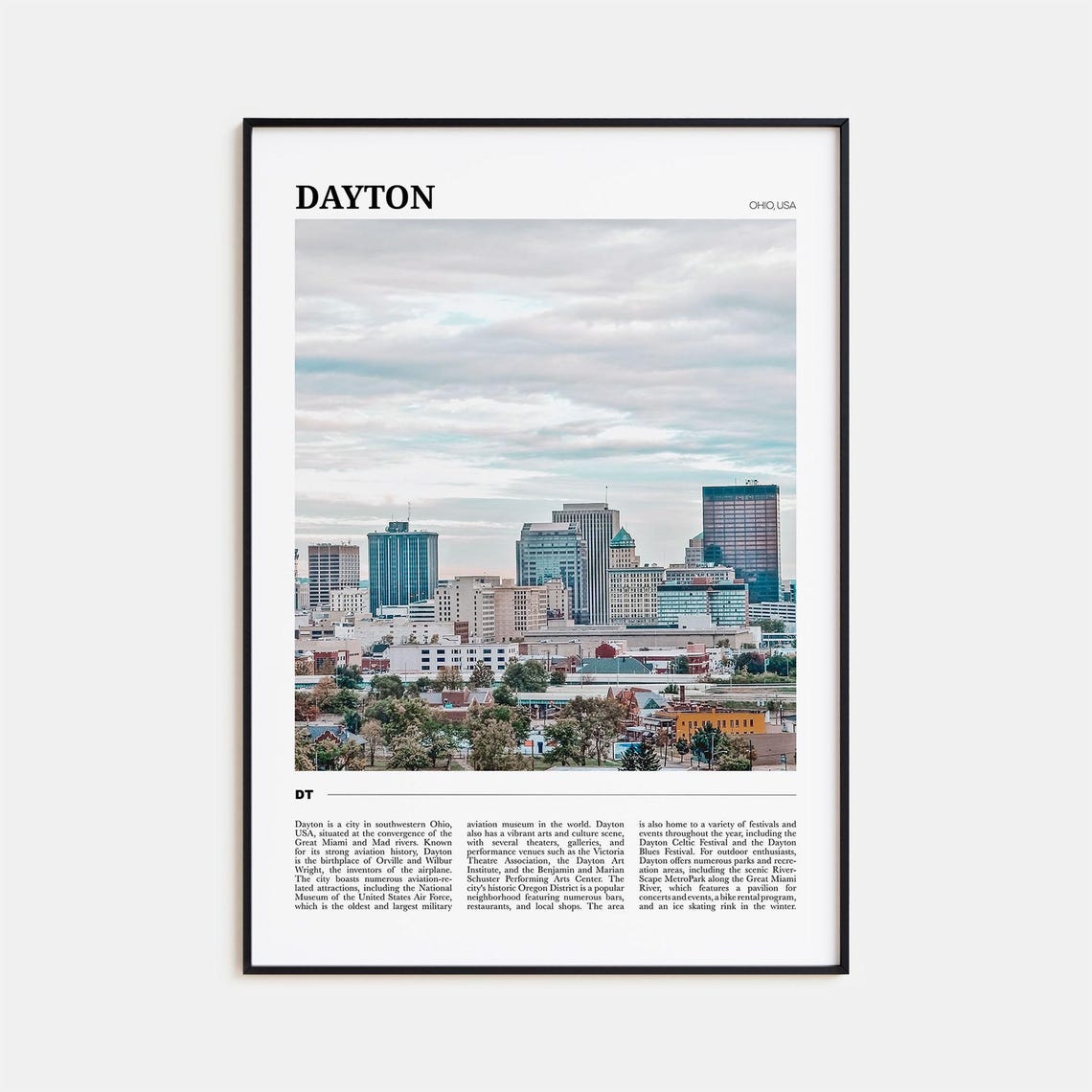 Dayton Ohio USA Downtown Skyline Cityscape Urban Travel Poster