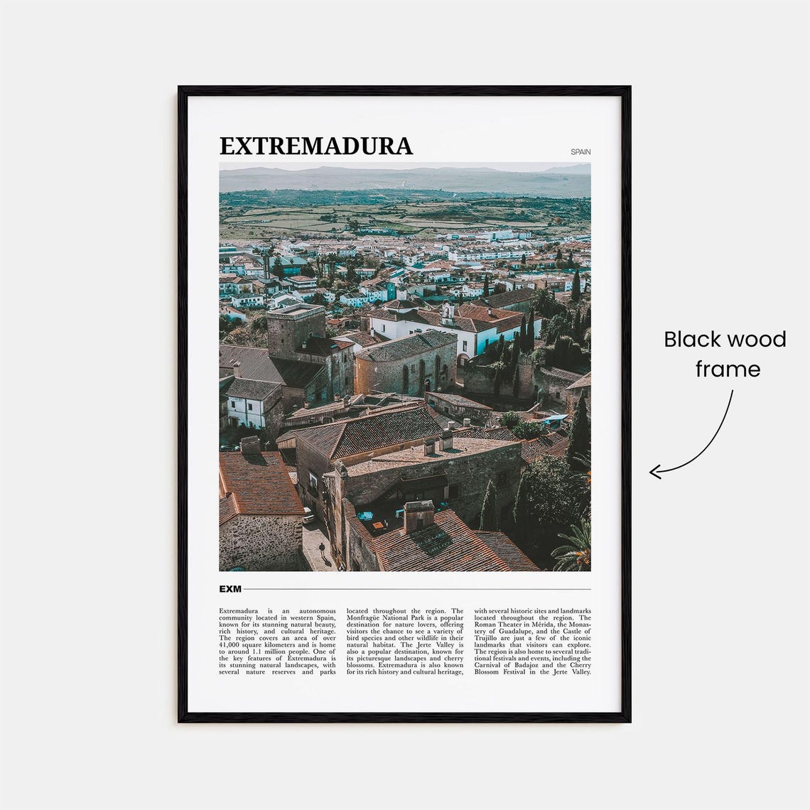 Extremadura Spain Historic Old Town Terracotta Roofs Travel Poster - Image 2