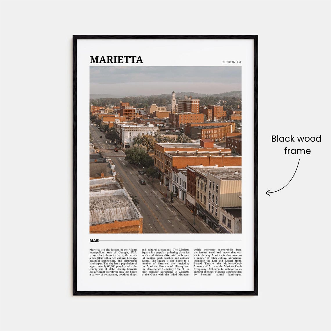 Marietta Georgia Historic Downtown Brick Streets Travel Poster - Image 2