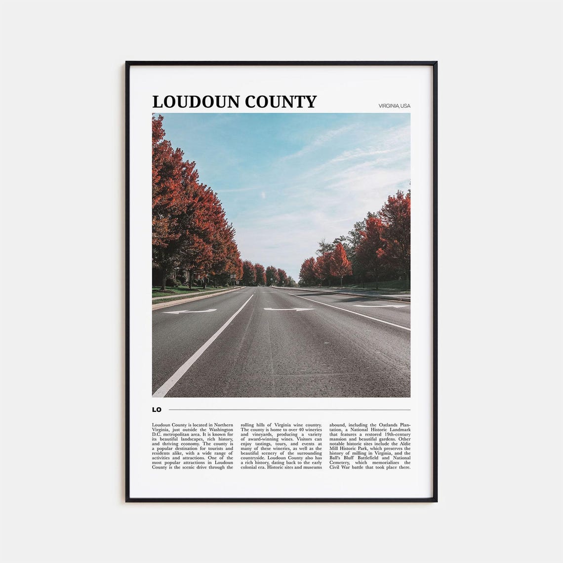 Loudoun County Virginia Autumn Road Red Trees Scenic Drive Poster