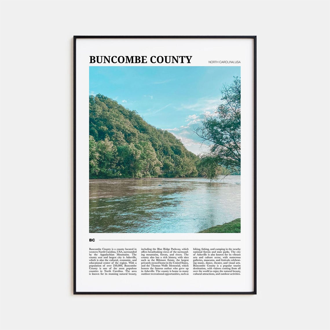 Buncombe County North Carolina River Forest Hills Scenic Poster