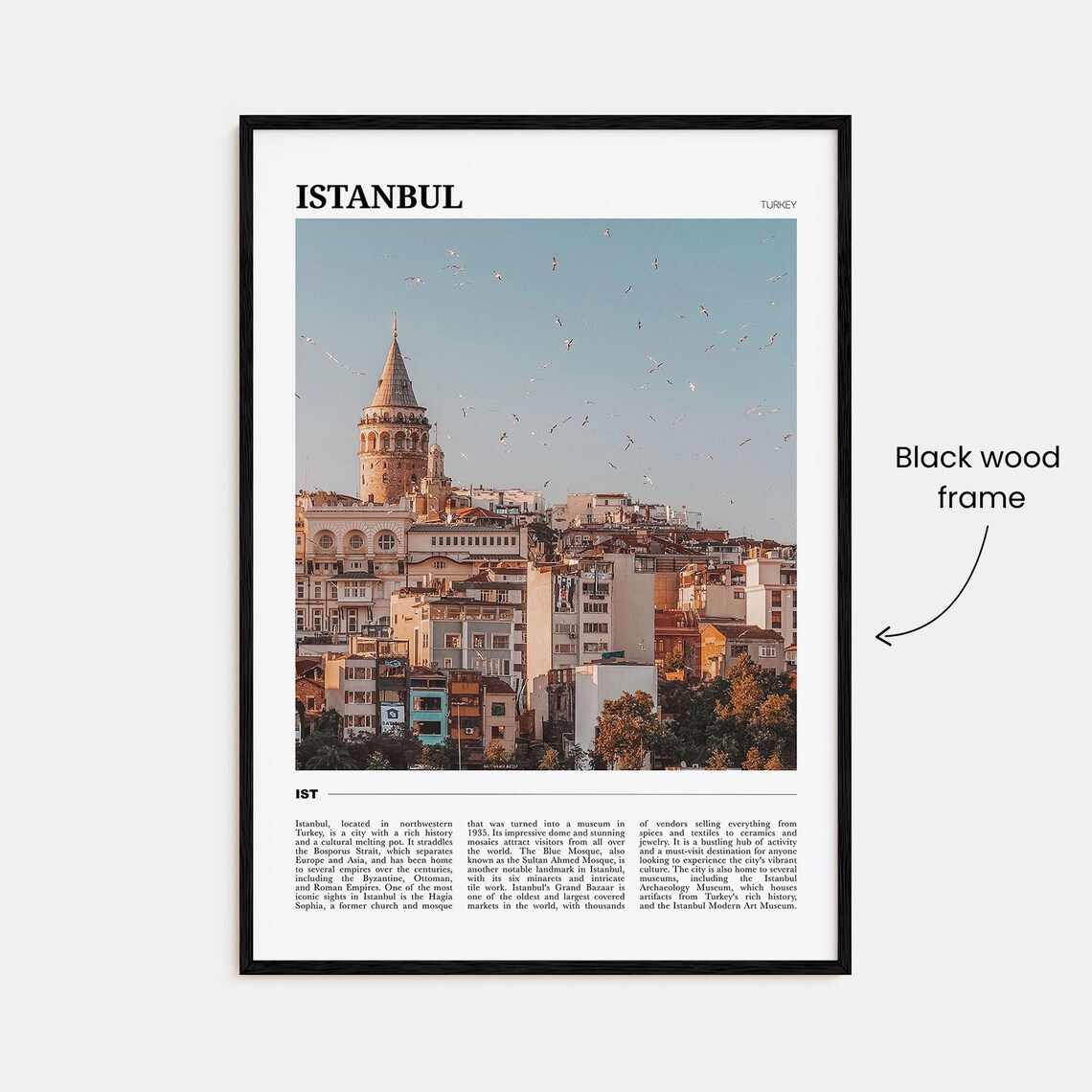 Istanbul Turkey Travel Poster Galata Tower Historic City Skyline View - Image 2