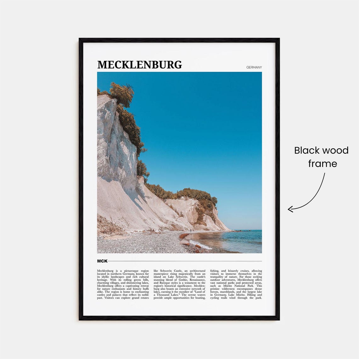 Mecklenburg Germany White Chalk Cliffs Baltic Coast Travel Poster - Image 2