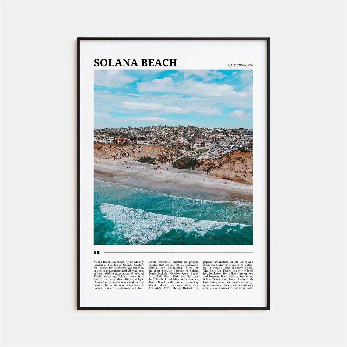 Solana Beach Travel Poster, California Wall Art
