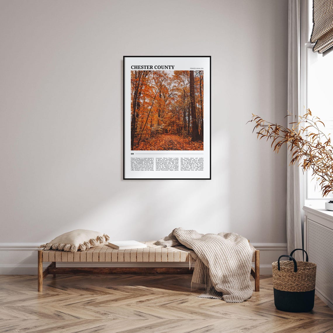 Chester County Pennsylvania Travel Poster Autumn Forest Foliage View - Image 4