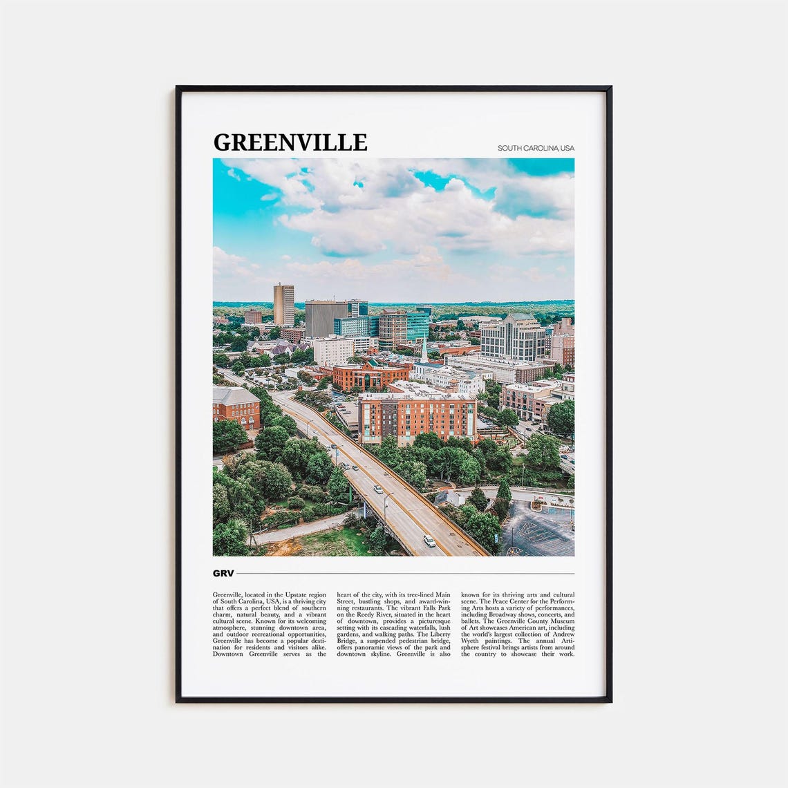 Greenville Travel Poster No 2 Greenville Wall Art Greenville Poster Print Greenville Photo Greenville Decor South Carolina Usa