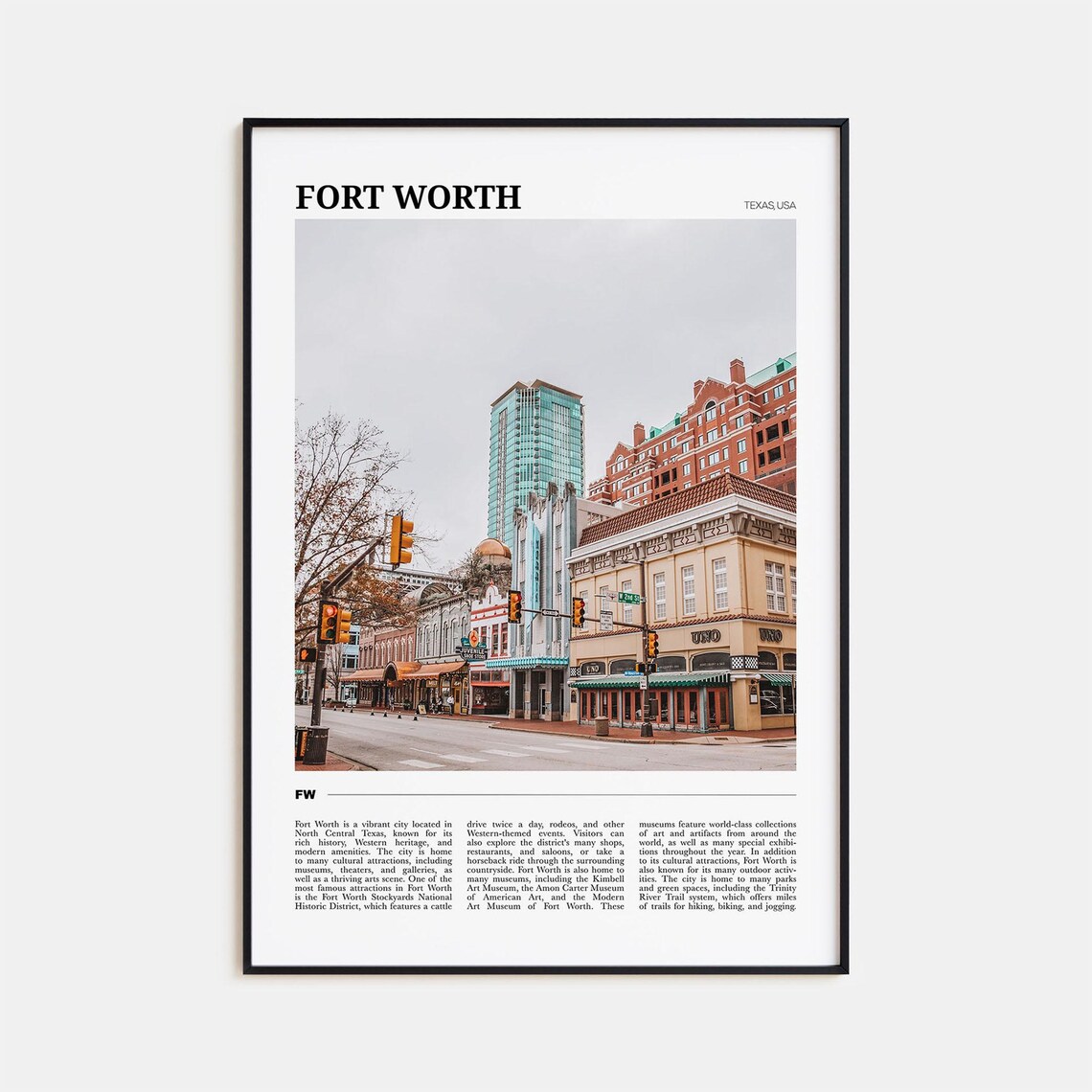 Fort Worth Travel Poster, Texas USA Art Print