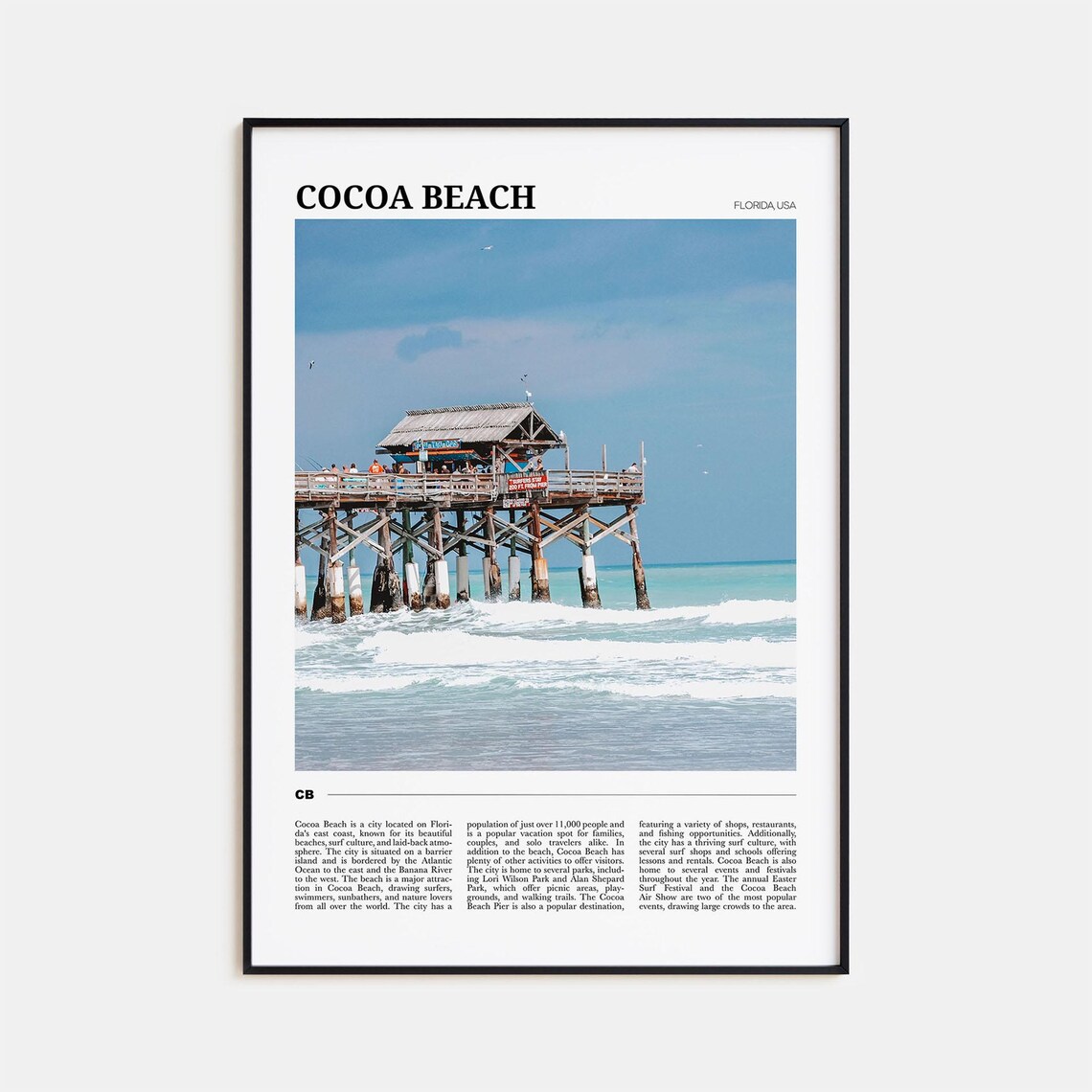 Cocoa Beach Travel Poster, Florida USA Wall Art Print