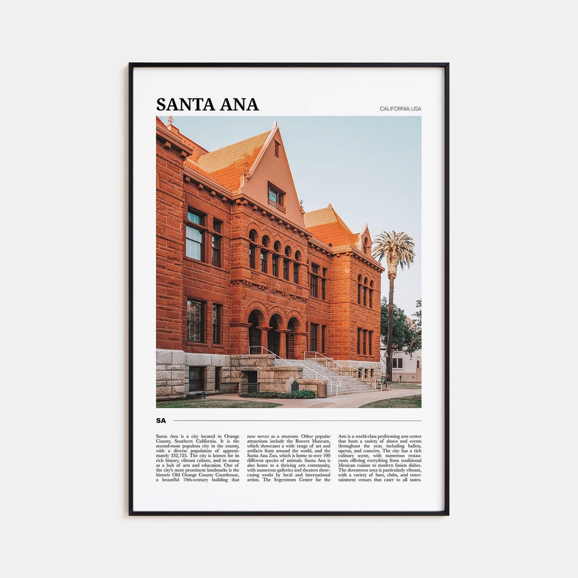 Santa Ana Travel Poster Santa Ana Wall Art Santa Ana Poster Print Santa Ana Photo Santa Ana Decor California Usa