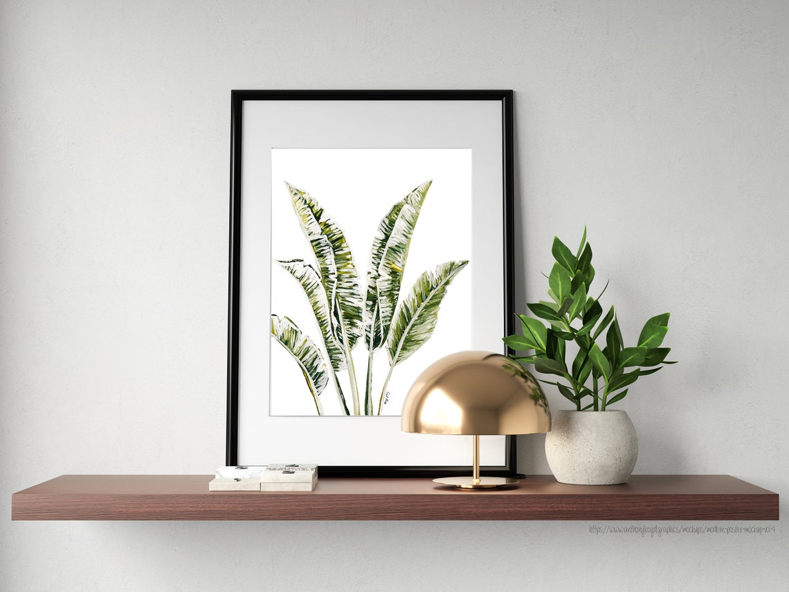 Tropical Banana Leaf Branch Botanical Watercolor Home Decor Poster - Image 2