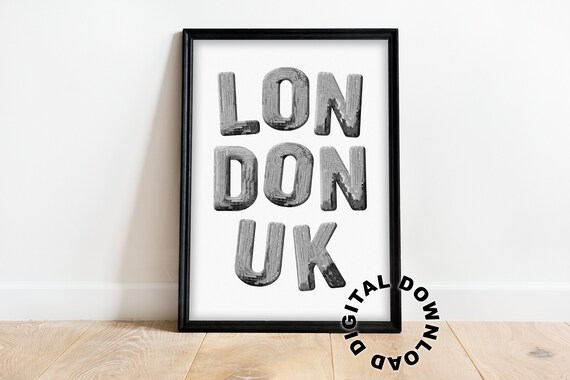 London UK Disco Ball Typography City Letter Retro Wall Decor Poster