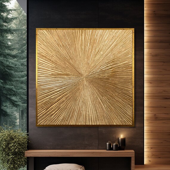 Golden Sunburst, Radiant Abstract Art Print