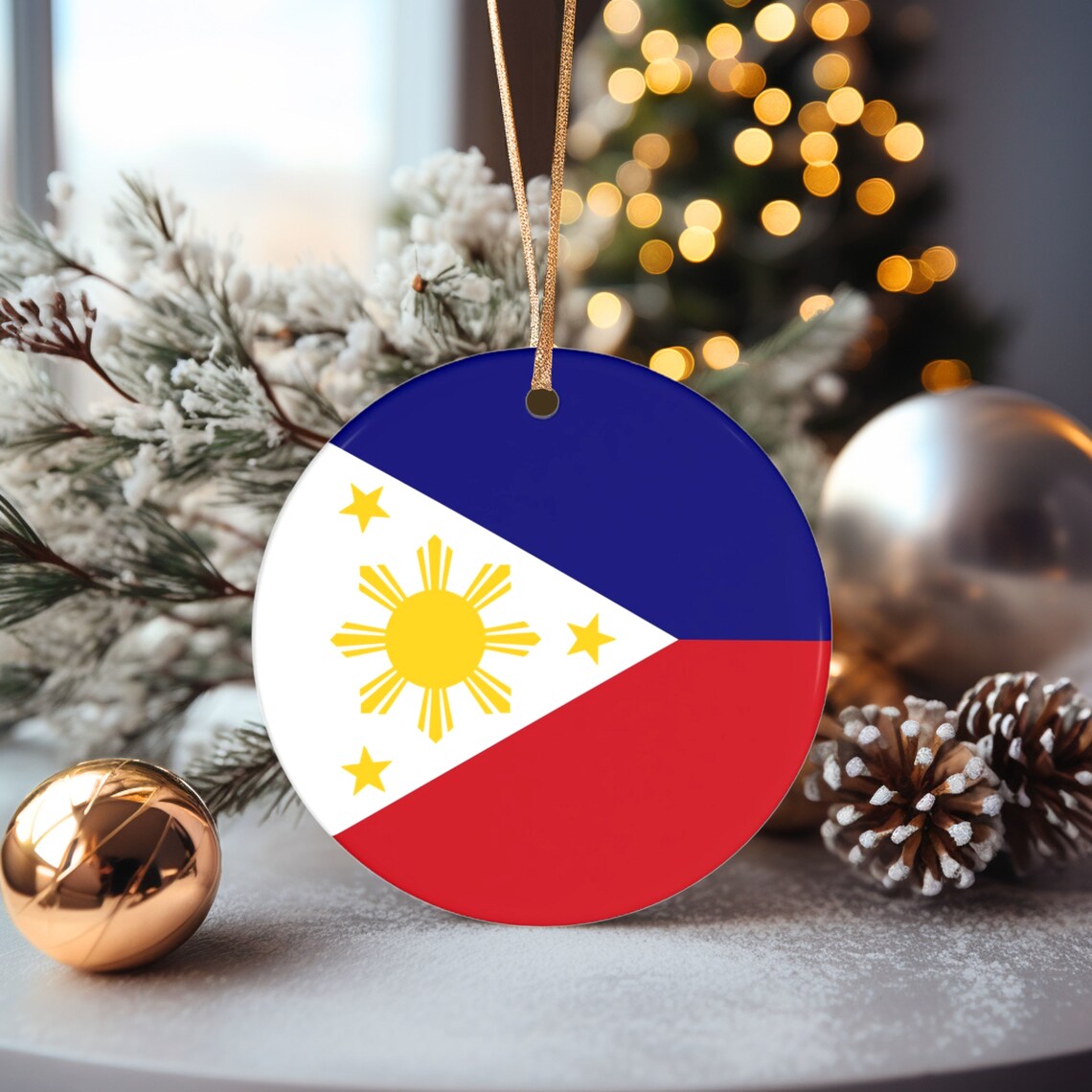 Philippines Flag Christmas Ornament Art Print