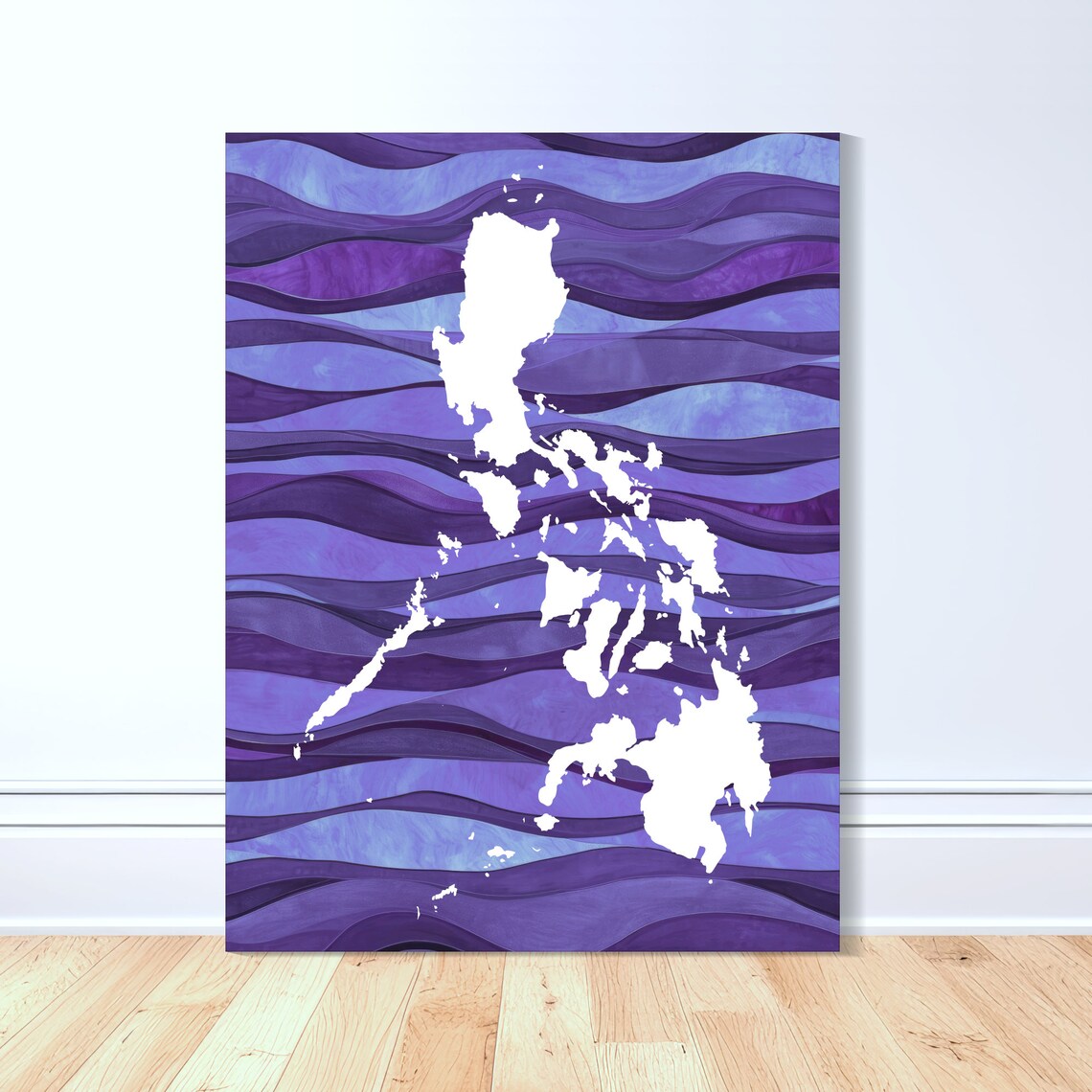 Philippines Silhouette, Wavy Purple Ocean Art Print