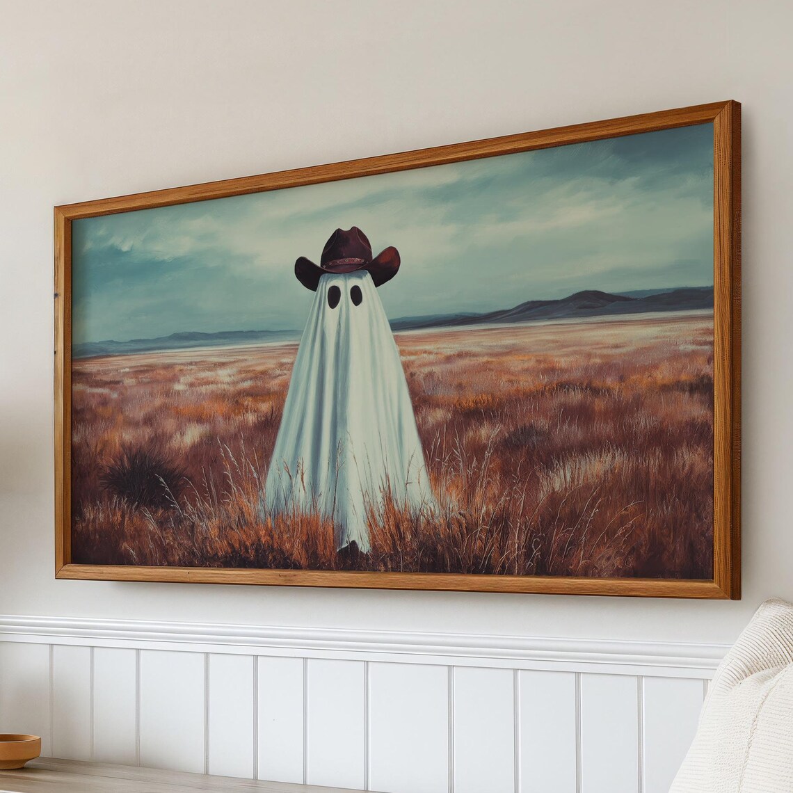 Halloween Cowboy Ghost Western Landscape Art Print