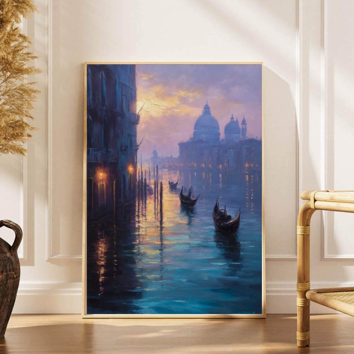 Venice Sunset Gondolas Grand Canal Italian Romantic Painting Art Print