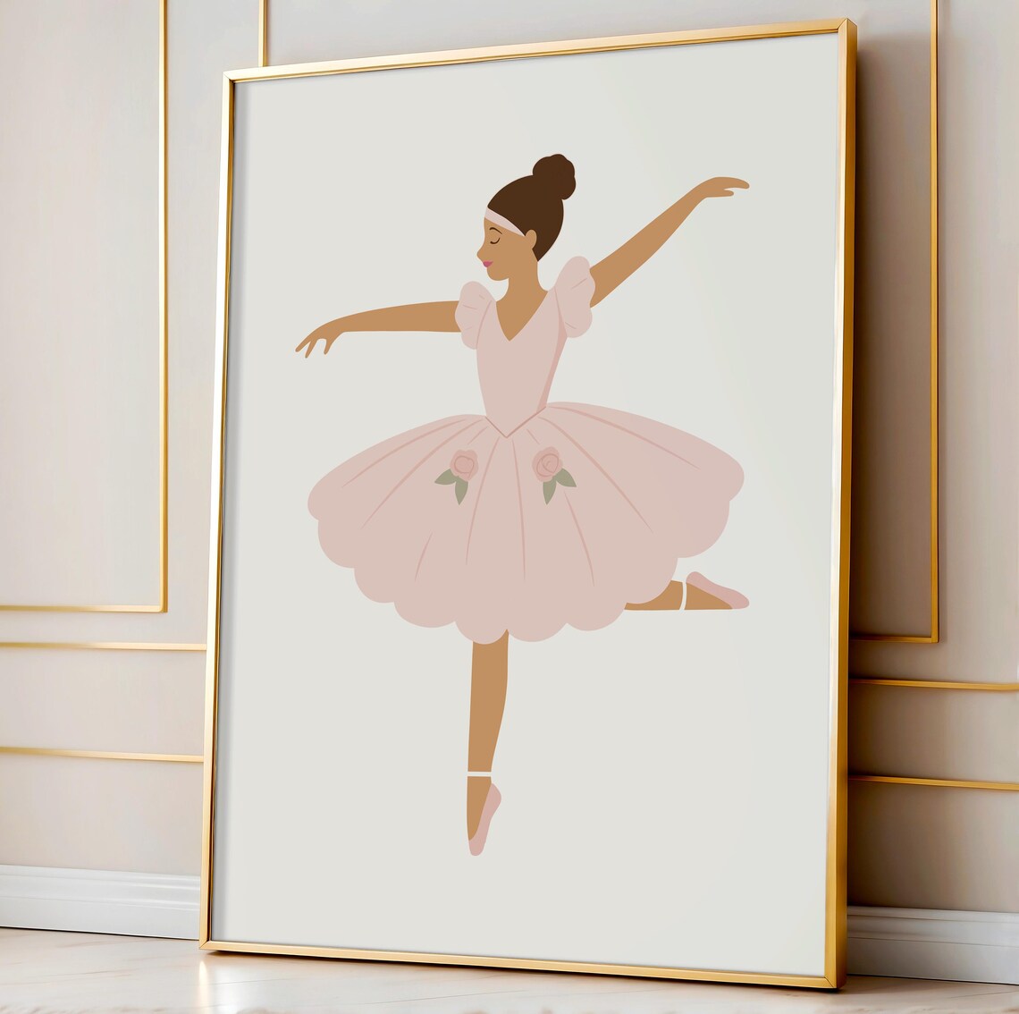 Ballerina in Pink Tutu Arabesque Pose Elegant Dance Nursery Wall Poster