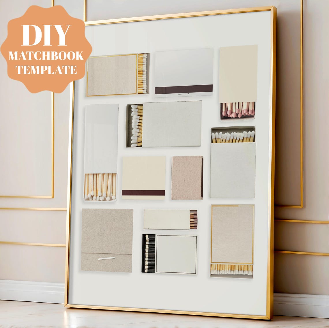 Blank Beige DIY Matchbook Template Neutral Wedding Decor Poster
