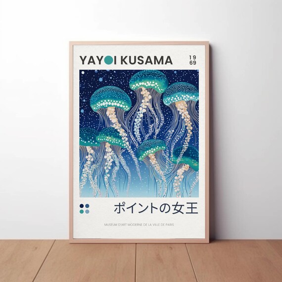 Inspired Yayoi Kusama Jelly Fish Poster Kusama Yayoi Japanese Print Yayoi Kusama Poste Colorful Decor Ocean Desk Decor