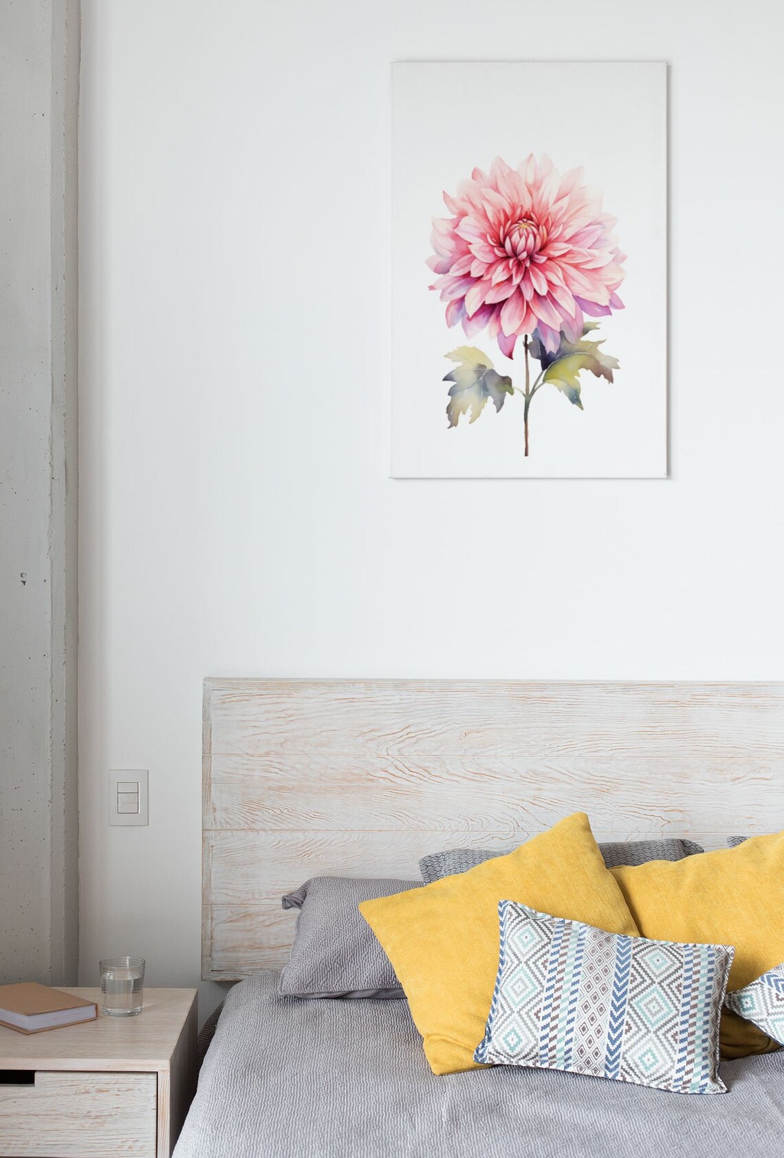 Soft Pink Dahlia Flower Delicate Watercolour Botanical Art Poster - Image 7