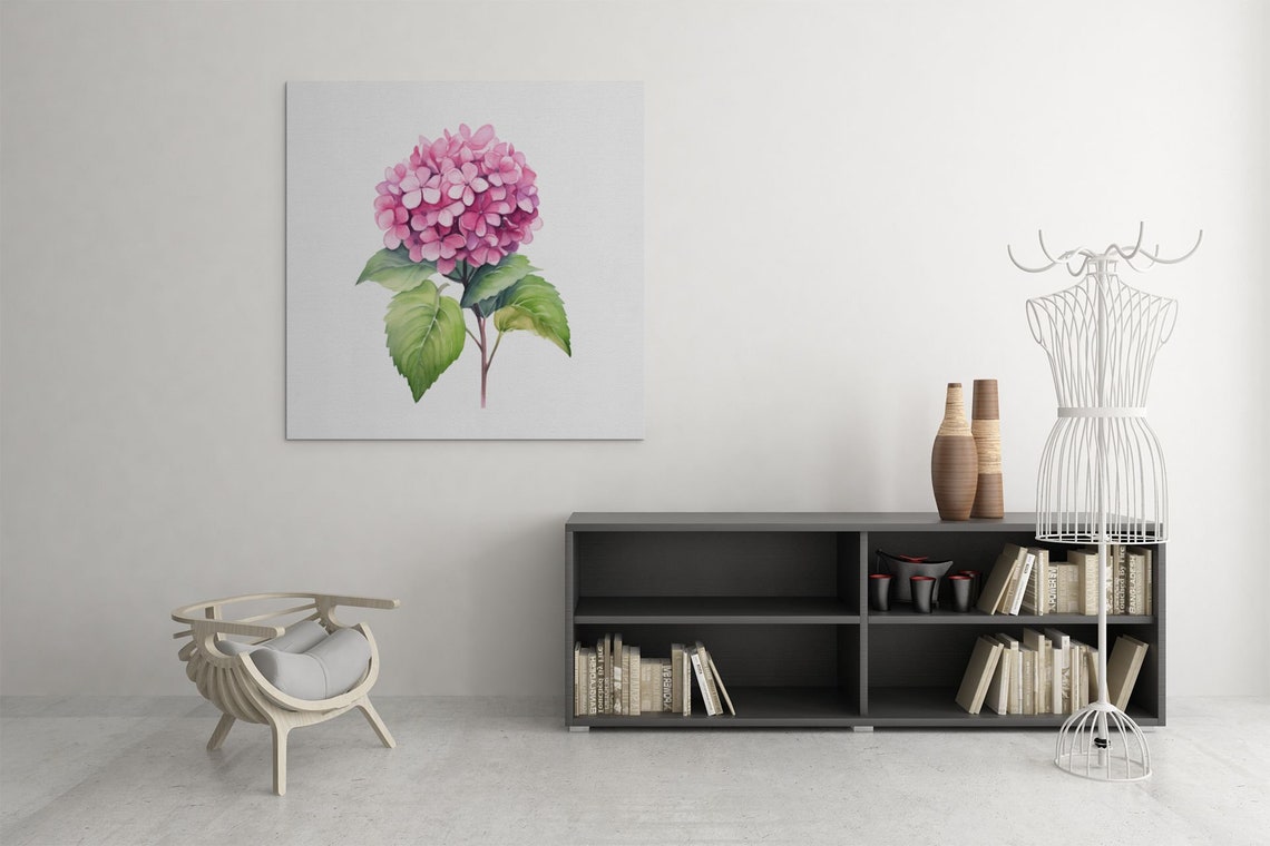 Pink Hydrangea Pom Pom Bloom Cheerful Happy Watercolor Art Poster - Image 6
