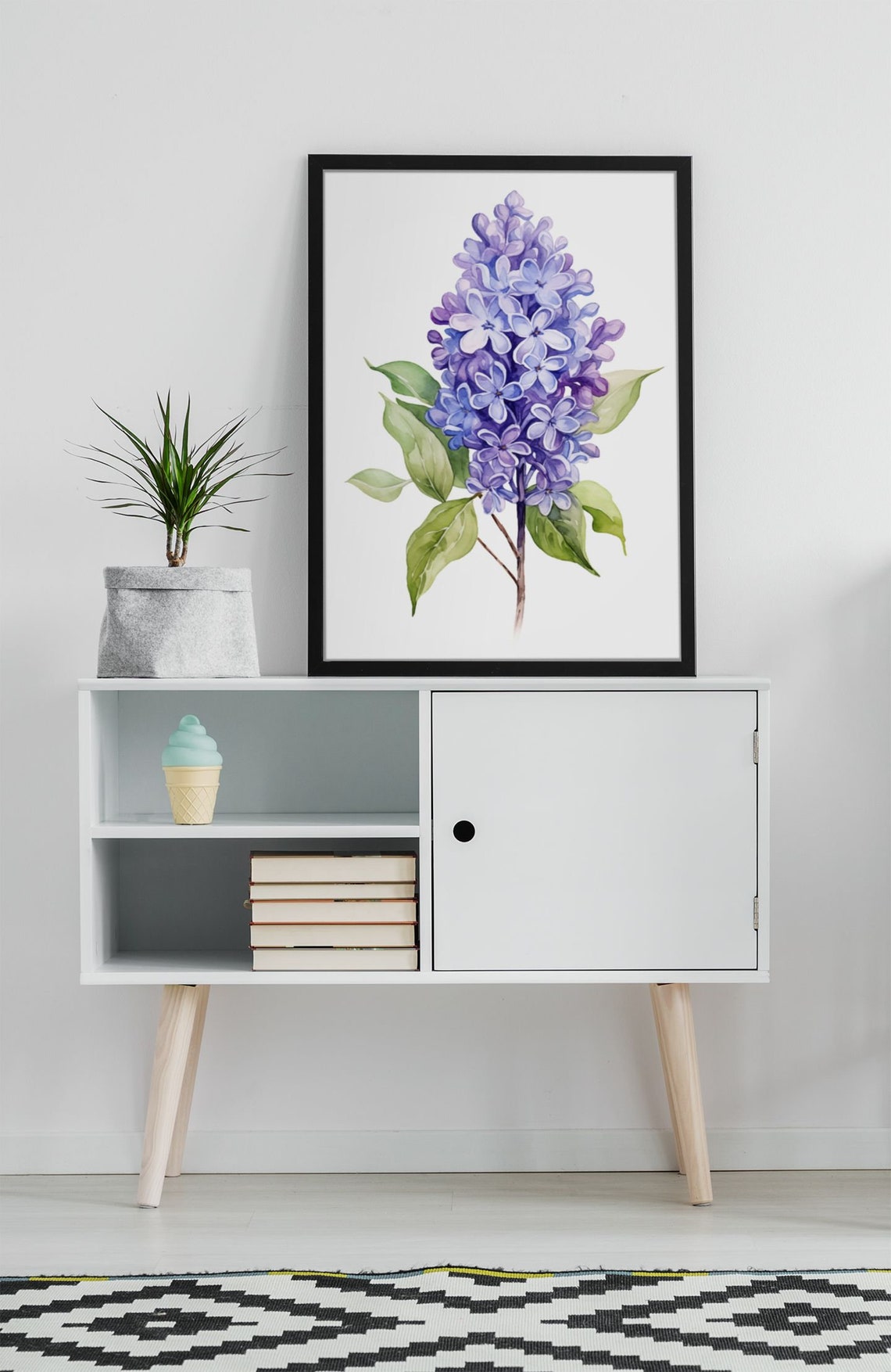 Violet Purple Lilac Cluster Watercolour Botanical Flower Poster - Image 8